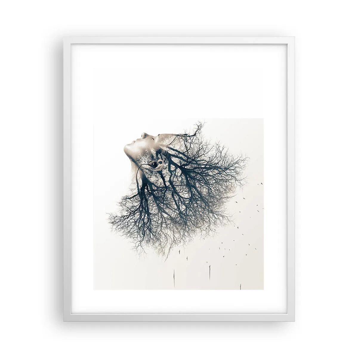 Plakát v bílém rámu - Okouzlená šepotem stromu - 40x50 cm