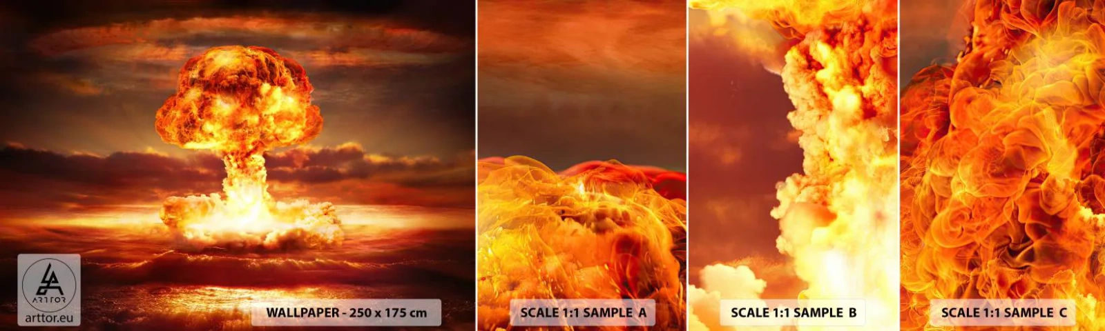 Vzor Fototapety Samolepicí Deluxe Sticker - A nastane konec - Atomová bomba, Válečný, Grafika - 100x30 cm