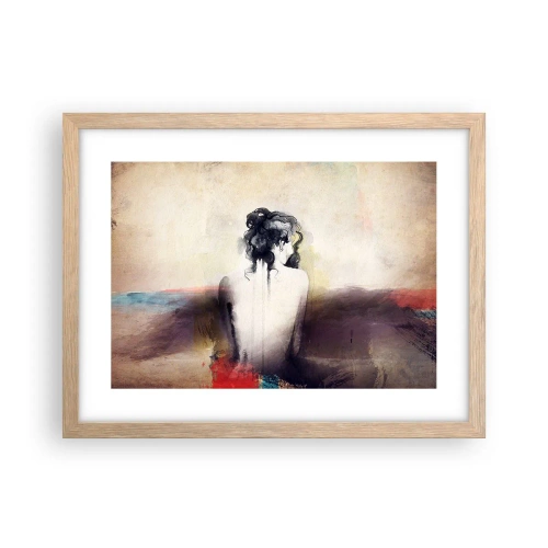 Plakát v rámu světlý dub - Jemné linie, oválné tvary - 40x30 cm