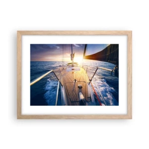 Plakát v rámu světlý dub - Běžící po vlnách - 40x30 cm