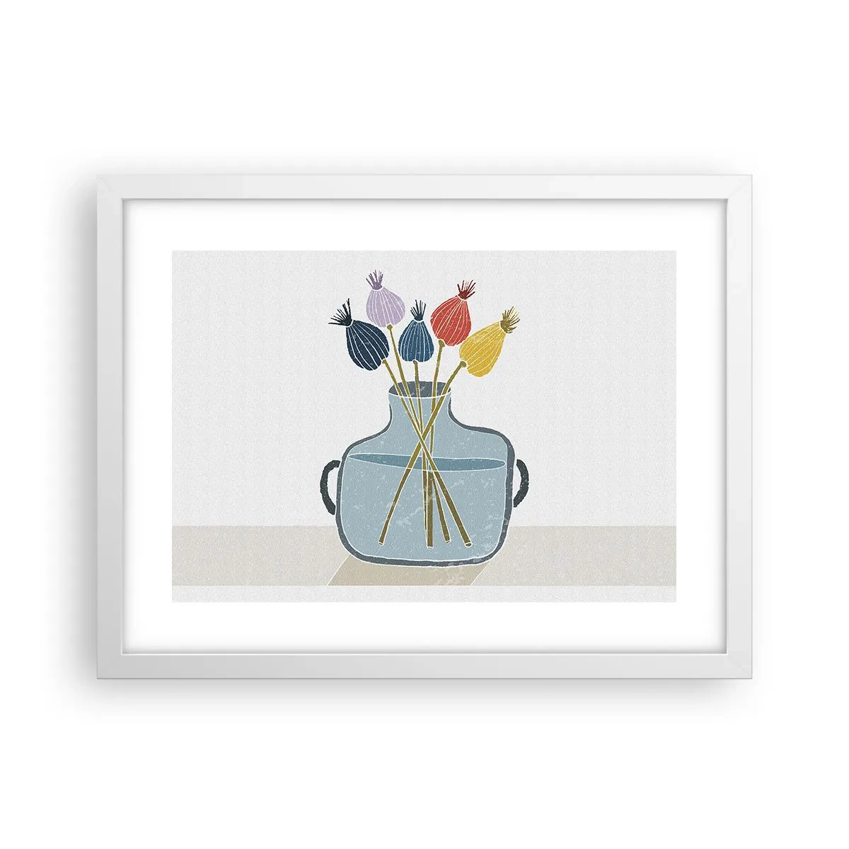 Plakát v bílém rámu - Makové květy - 40x30 cm