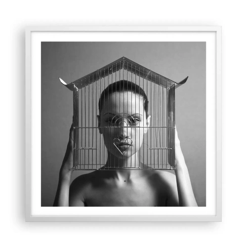 Plakát v bílém rámu - Tak trochu surrealistický portrét - 60x60 cm