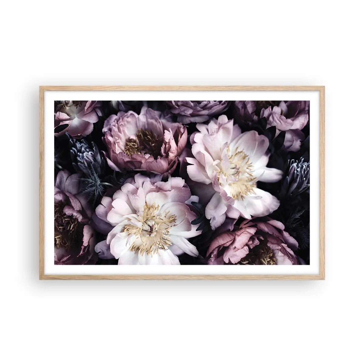 Plakát v rámu světlý dub - Kytice ve starém stylu - 91x61 cm