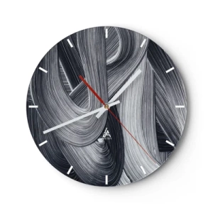 Nástěnné hodiny - Cválající kůň na pouštním pozadí v černé a bílé. - 30x30cm - Plynulost reality - Moderní nástěnná dekorace do obývacího pokoje, kuchyně a ložnice ARTTOR