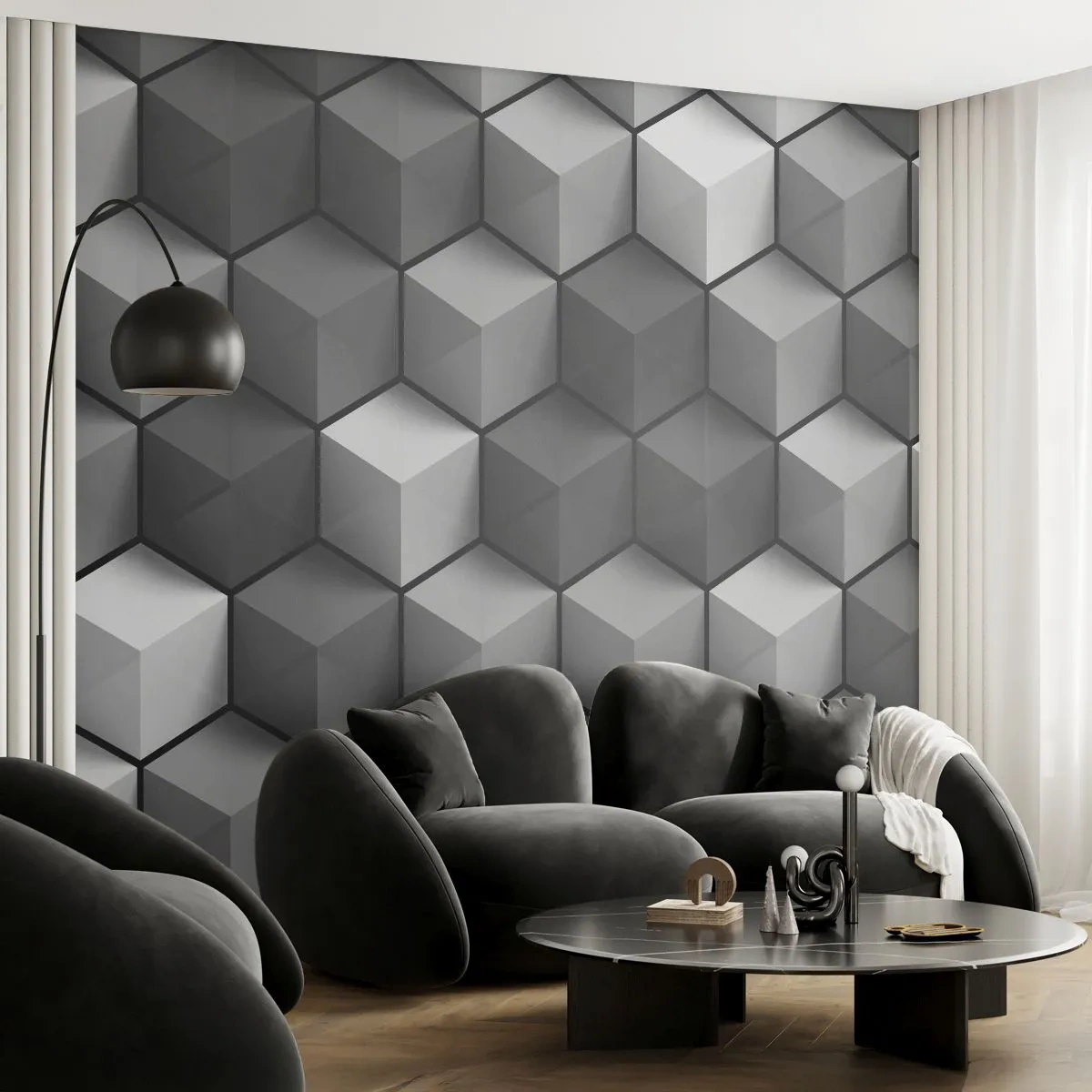 Fototapeta Premium Canvas - Kubistické puzzle - 3D, Krychle, Moderní - 350x256 cm