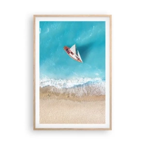 Plakát v rámu světlý dub - Na hranici modré a zlaté - 61x91 cm