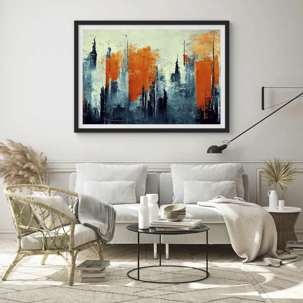 Plakát v černém rámu - Moderní krajina - 40x30 cm