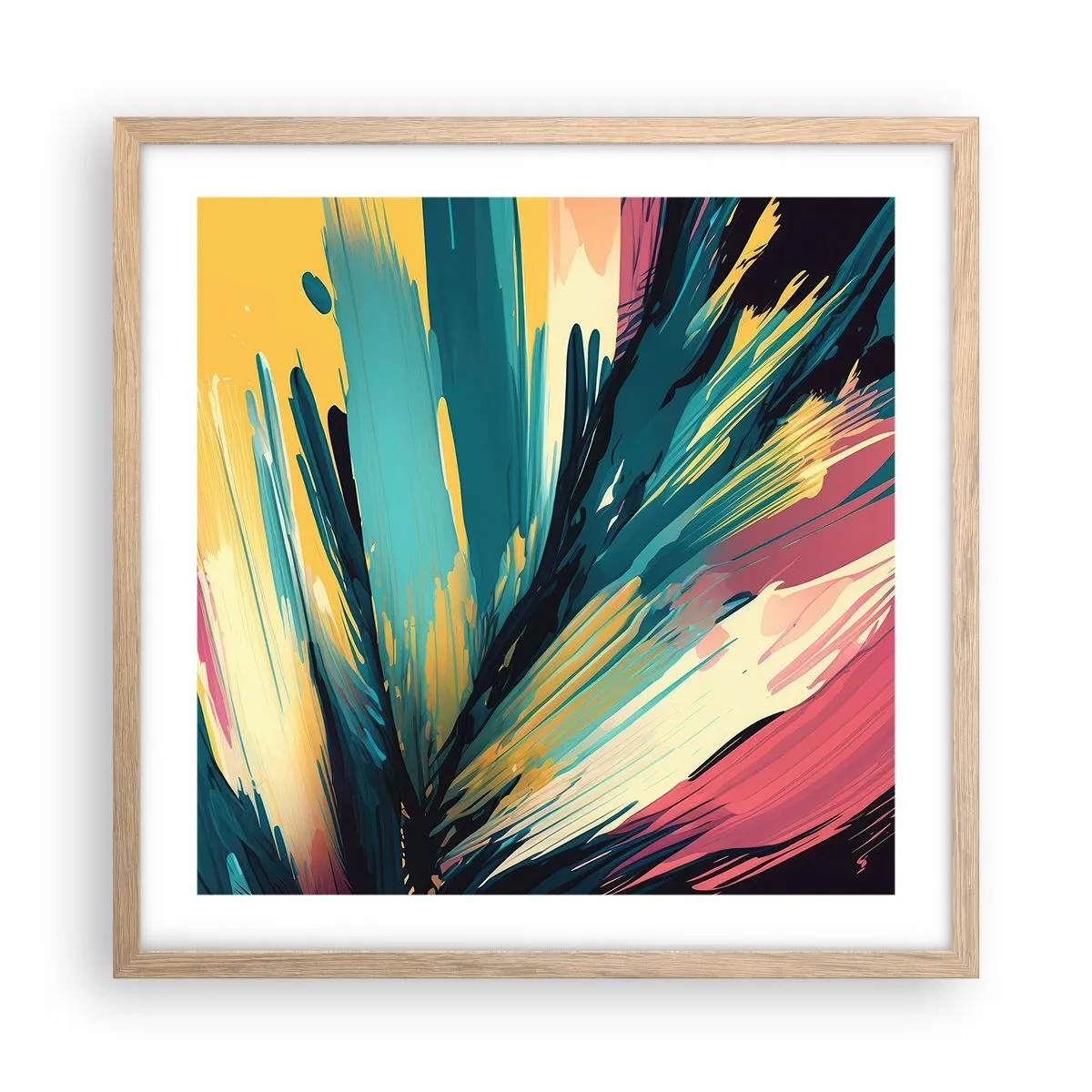 Plakát v rámu světlý dub - Kompozice – exploze radosti - 50x50 cm