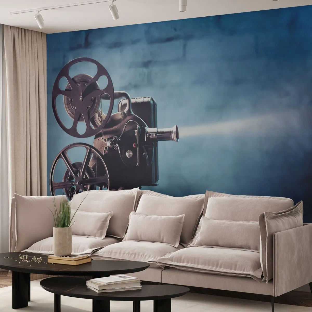 Fototapeta Premium Canvas - Ve starém kině - Filmový projektor, Vinobraní, Fotoaparát - 250x175 cm