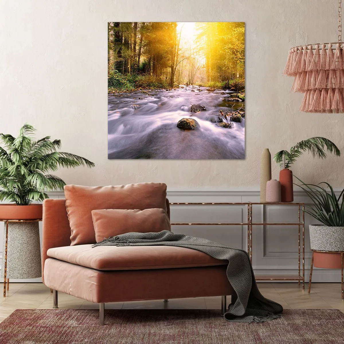 Obraz na plátně - Malachit ve stříbrně-zlaté podobě - 70x70 cm