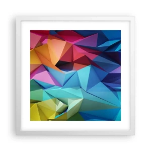 Plakát v bílém rámu - Duhové origami - 40x40 cm