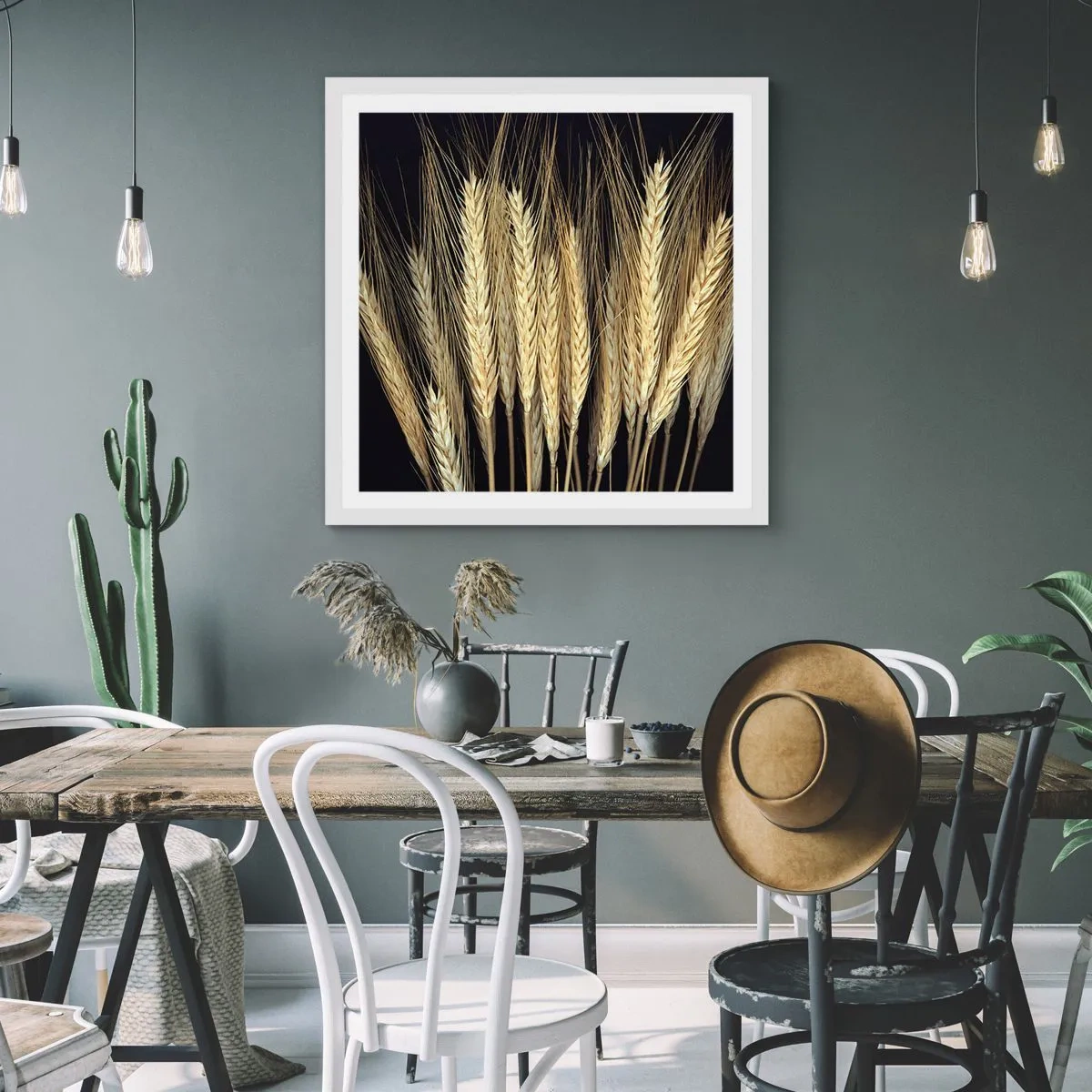 Plakát v bílém rámu - Rustikální magie - 60x60 cm