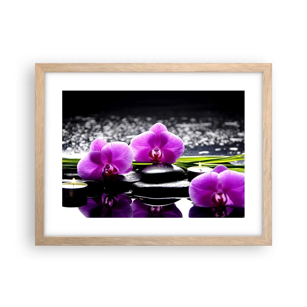 Plakát v rámu světlý dub - Utonout v tichu a klidu - 40x30 cm