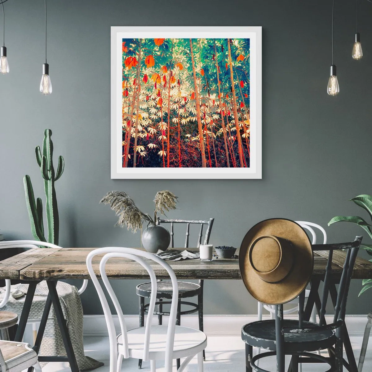 Plakát v bílém rámu - Tajný život listů - 40x40 cm