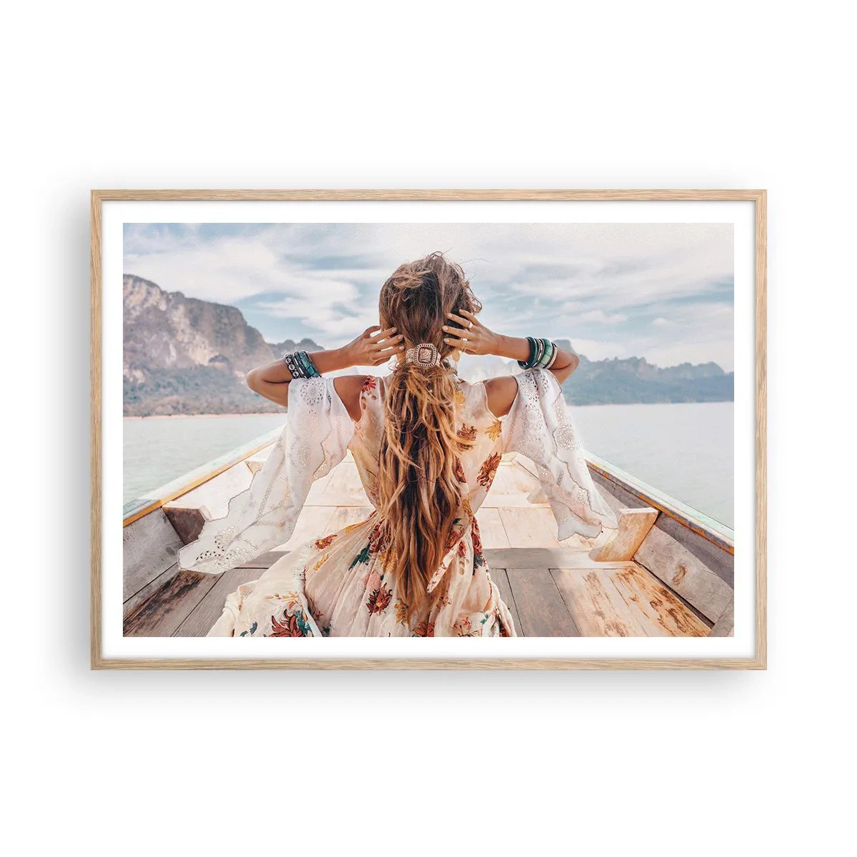 Plakát v rámu světlý dub - Na cestě ke štěstí - 100x70 cm