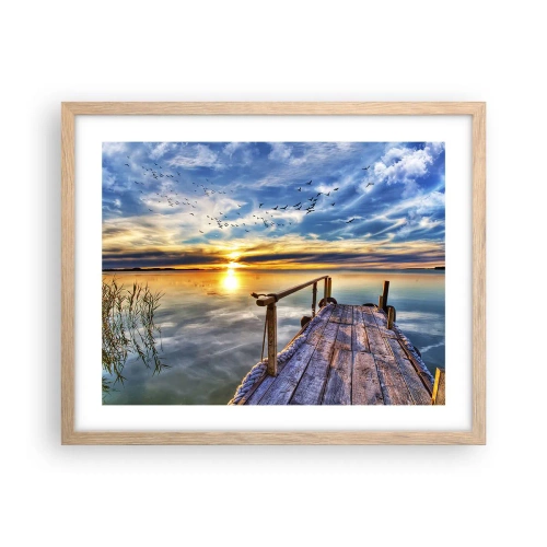 Plakát v rámu světlý dub - Vítr jde odpočívat - 50x40 cm