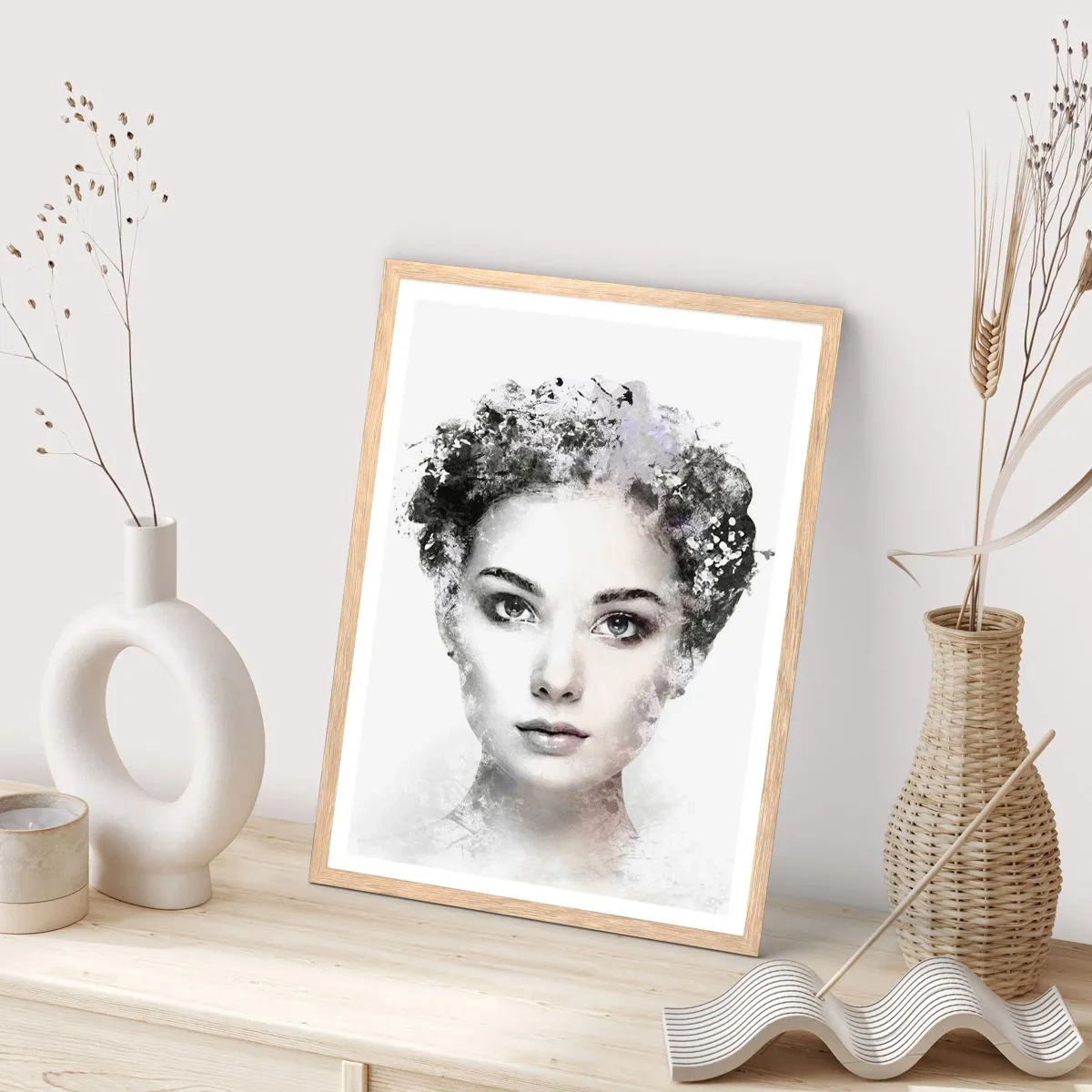 Plakát v rámu světlý dub - Velmi stylový portrét - 40x50 cm