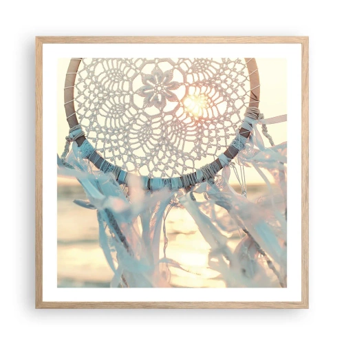 Plakát v rámu světlý dub - Krajkový totem - 60x60 cm