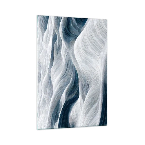 Obraz na skle - Bílé a modré vlny - 80x120 cm