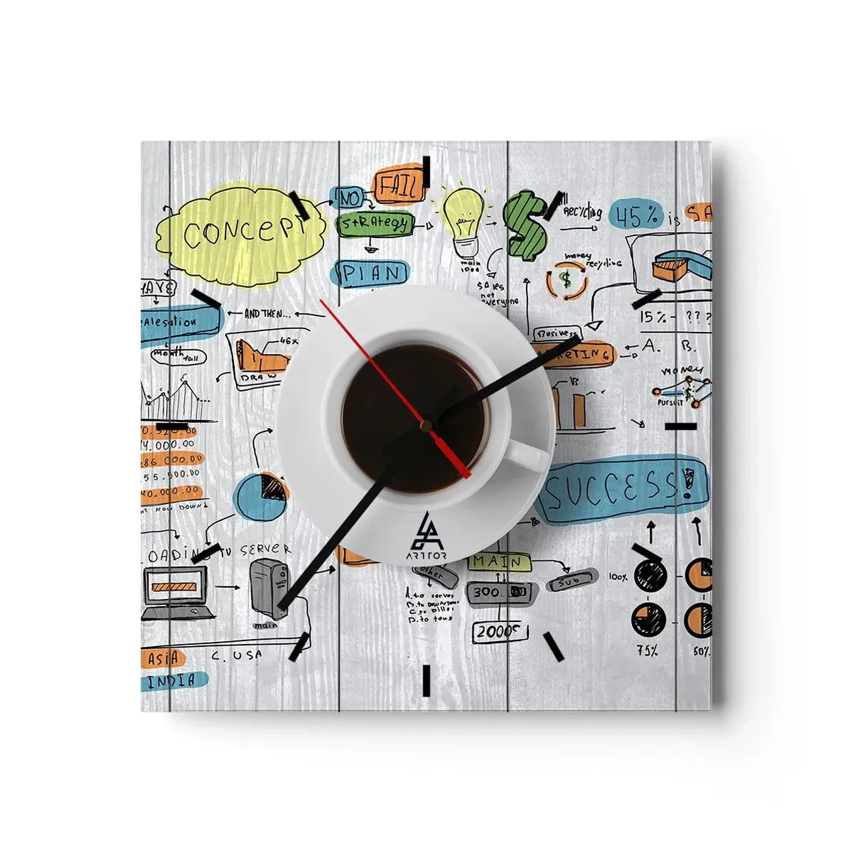 Nástěnné hodiny - Čas na přestávku - 40x40 cm