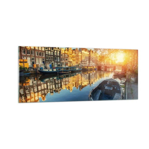 Obraz na skle - Ráno v Amsterdamu - 100x40 cm