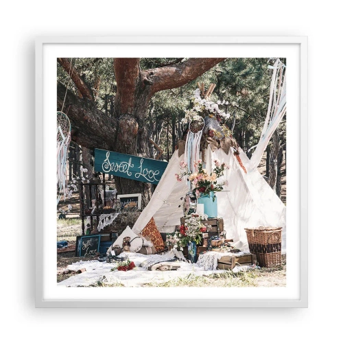 Plakát v bílém rámu - Make love… - 60x60 cm