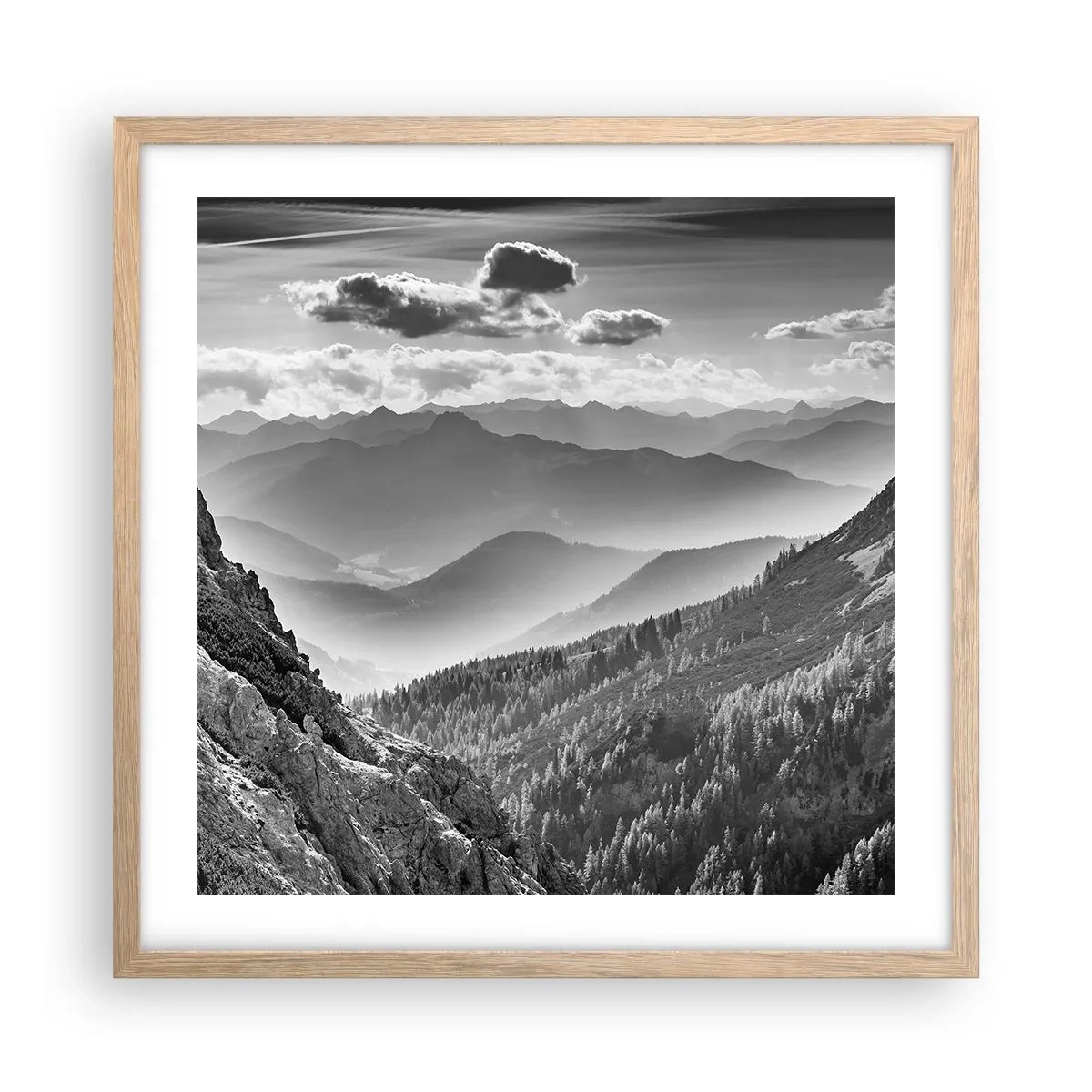 Plakát v rámu světlý dub - Až k obzoru - 50x50 cm