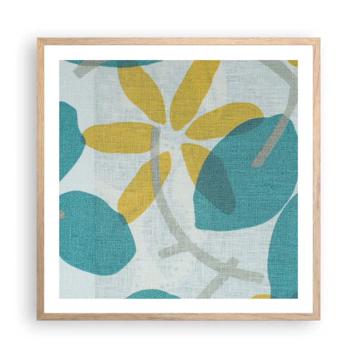 Plakát v rámu světlý dub - Mezi azurovými listy - 60x60 cm