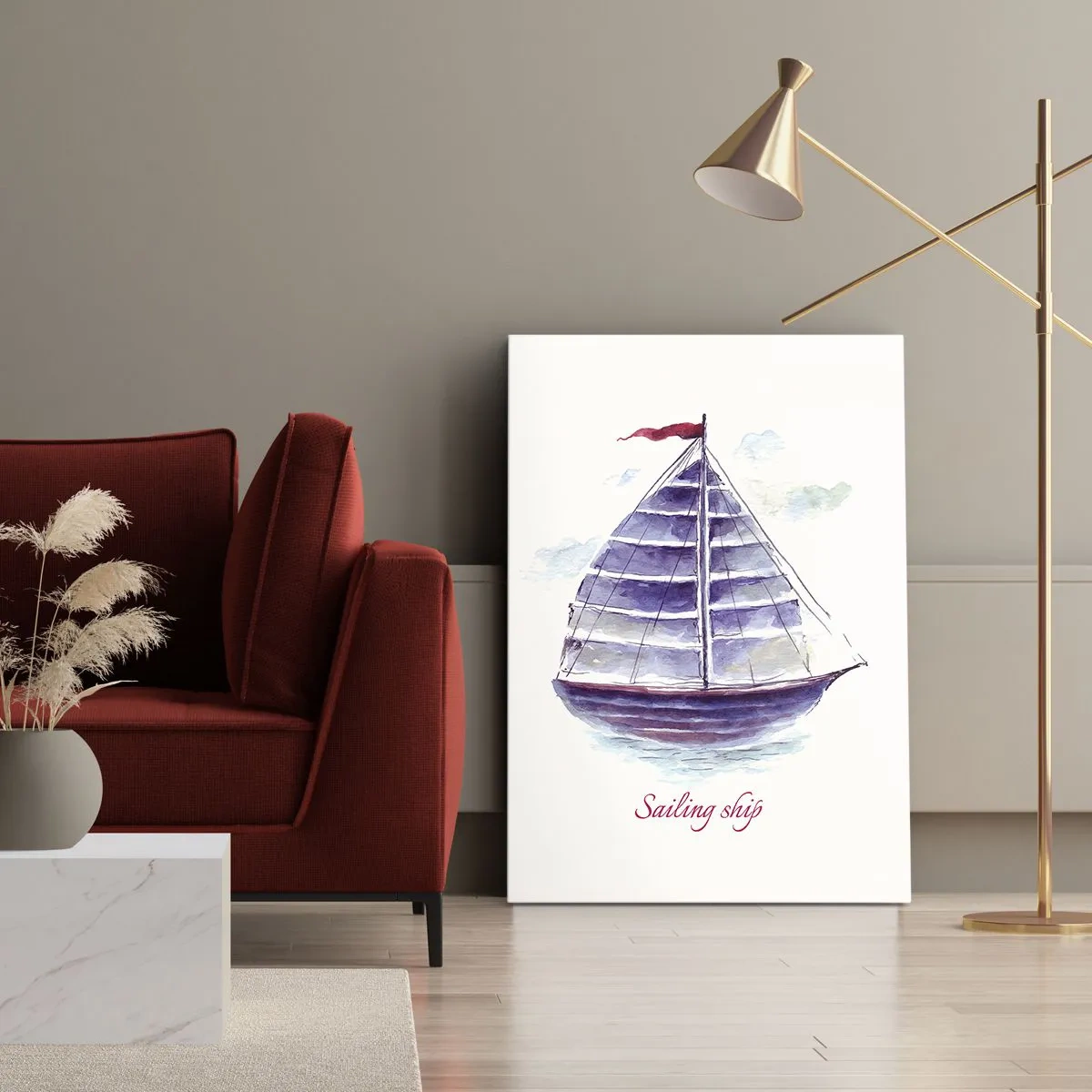 Obraz na plátně - Napnuté plachty a klidná voda - 45x80 cm