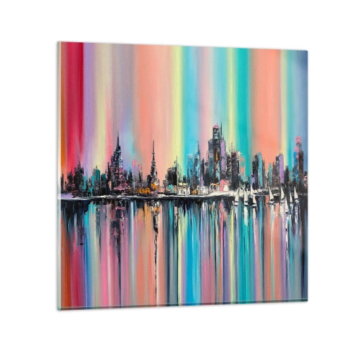 Obraz na skle - Noční proud světla - 30x30 cm