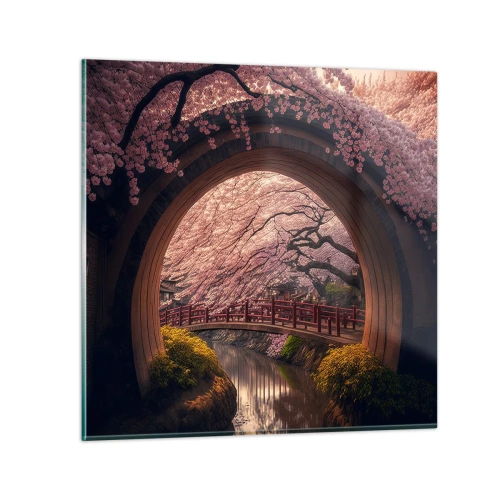 Obraz na skle - Japonské jaro - 60x60 cm