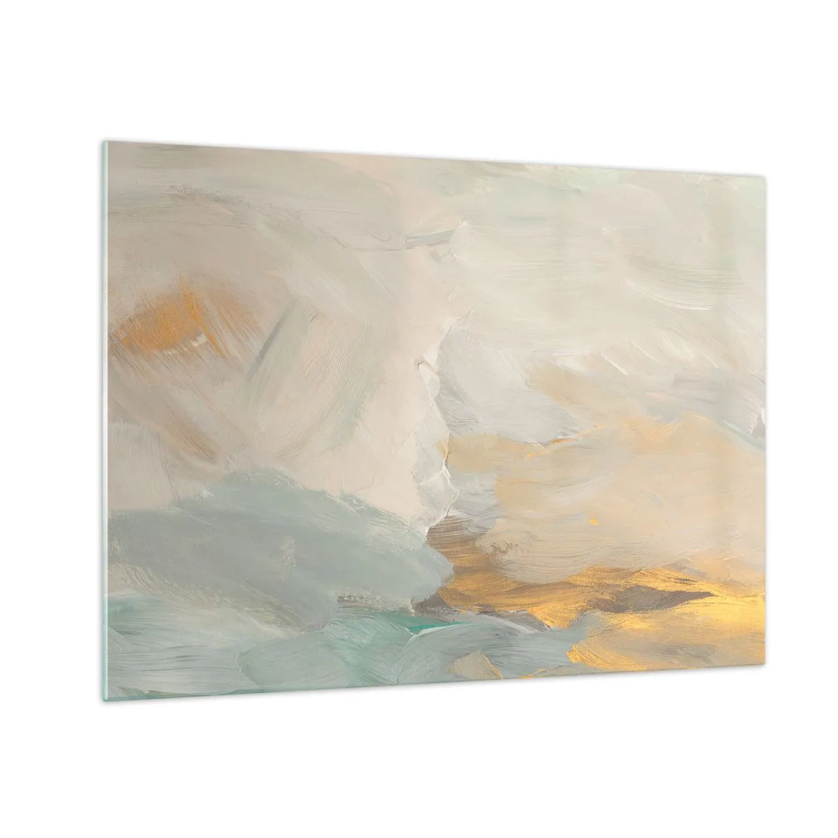 Obraz na skle - Jasná abstrakce s jemnými tahy štětcem - 70x50cm - Abstrakce – krajina něhy - Moderní nástěnná dekorace do obývacího pokoje a ložnice ARTTOR