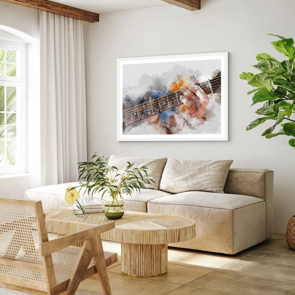 Plakát v bílém rámu - Poezie mezi strunami - 100x70 cm