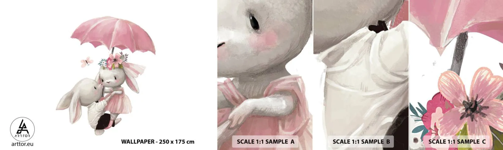 Vzor Fototapety Samolepicí Deluxe Sticker - To je láska - Pro děti, Králíci, Pohádka - 100x30 cm