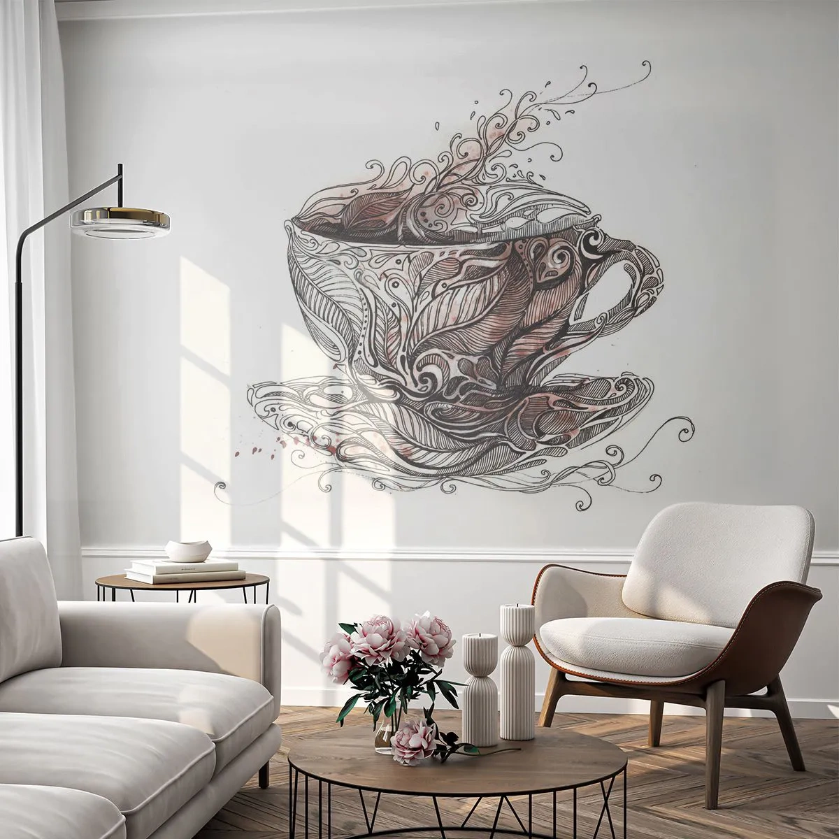 Fototapeta Samolepicí Deluxe Sticker - Čaj dobrý na všechno - Abstrakce, Pohár, Espresso - 250x175 cm