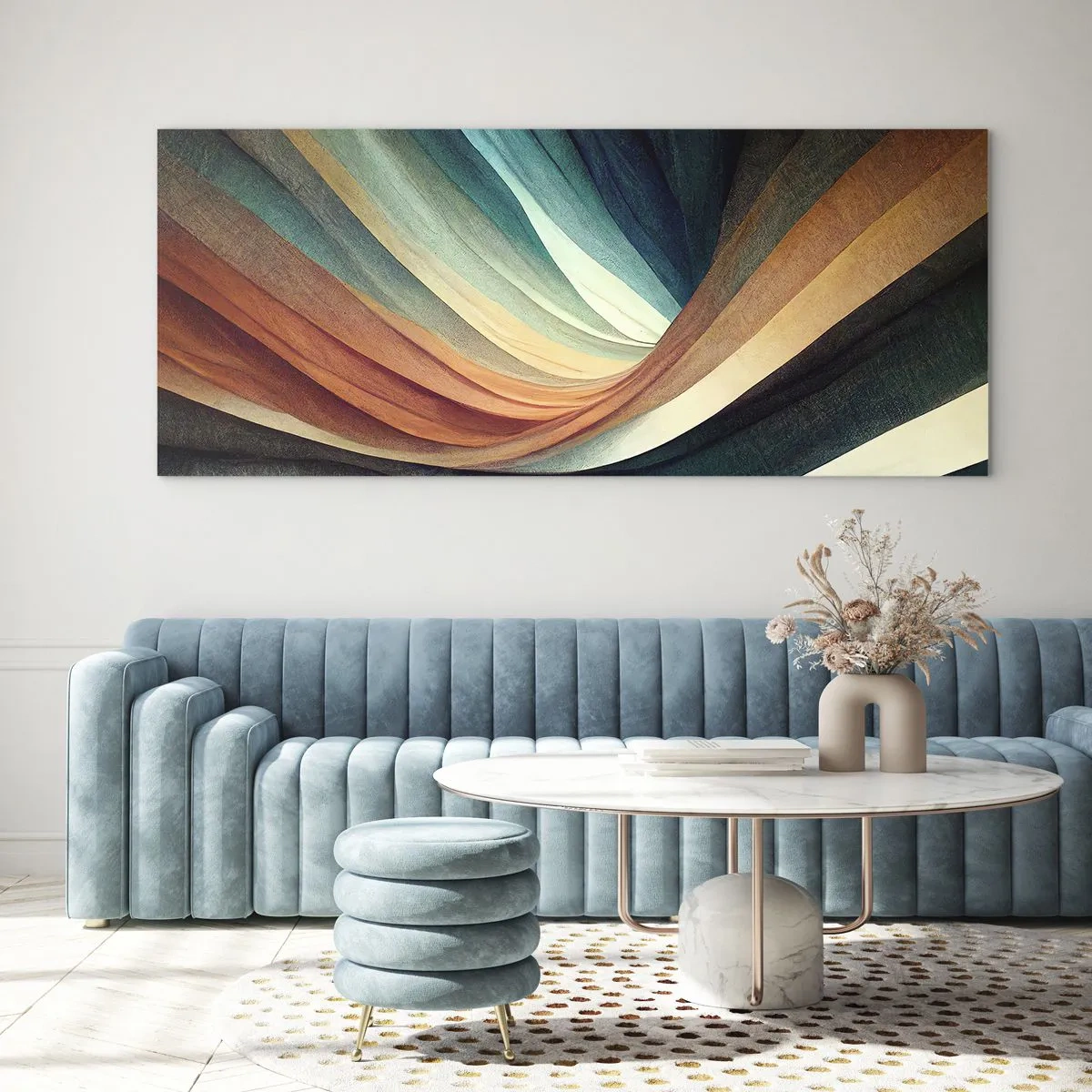 Obraz na skle - Utkané z barev - 140x50 cm