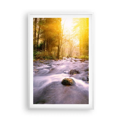 Plakát v bílém rámu - Malachit ve stříbrně-zlaté podobě - 61x91 cm