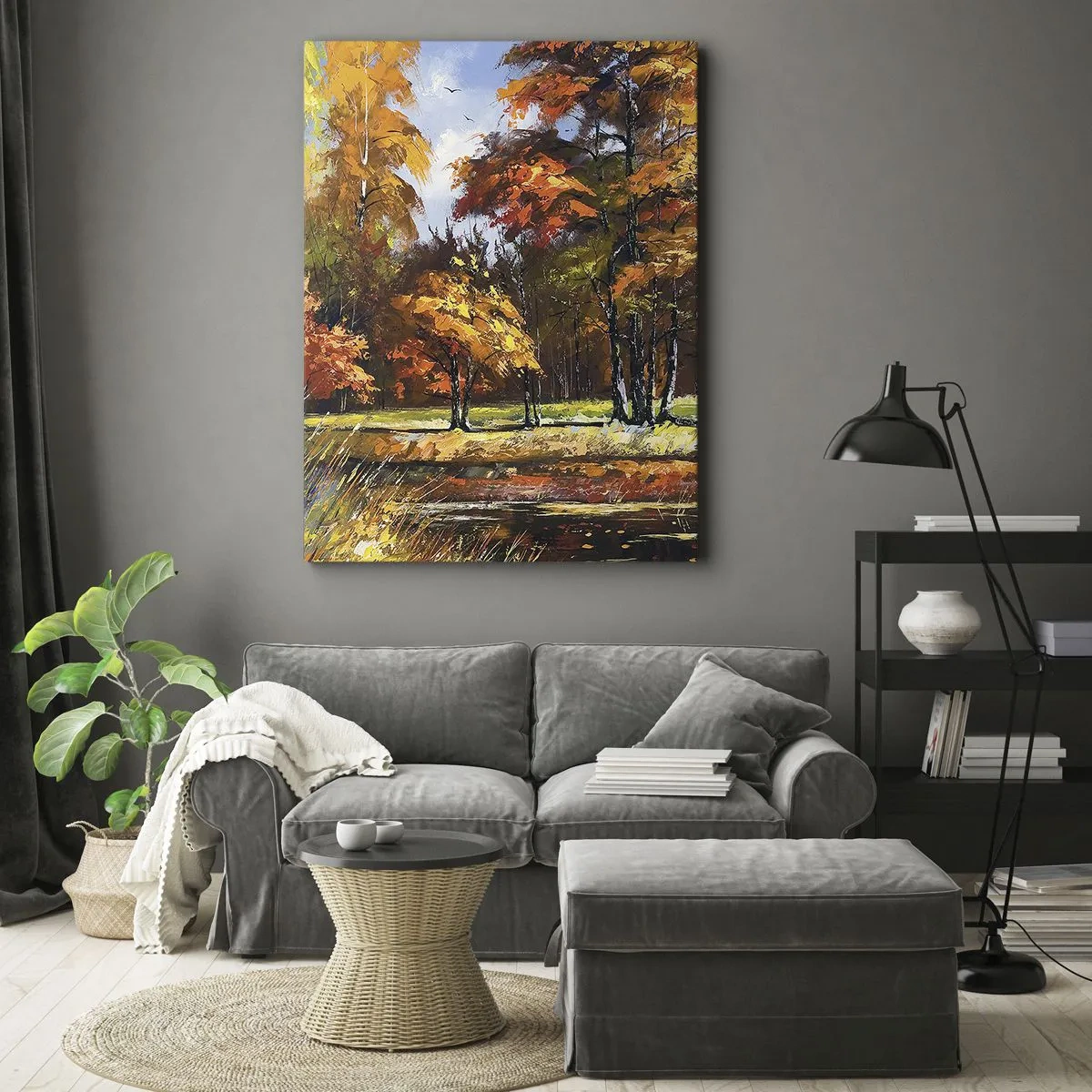 Obraz na plátně - Krajinka ve zlaté a hnědé - 50x70 cm
