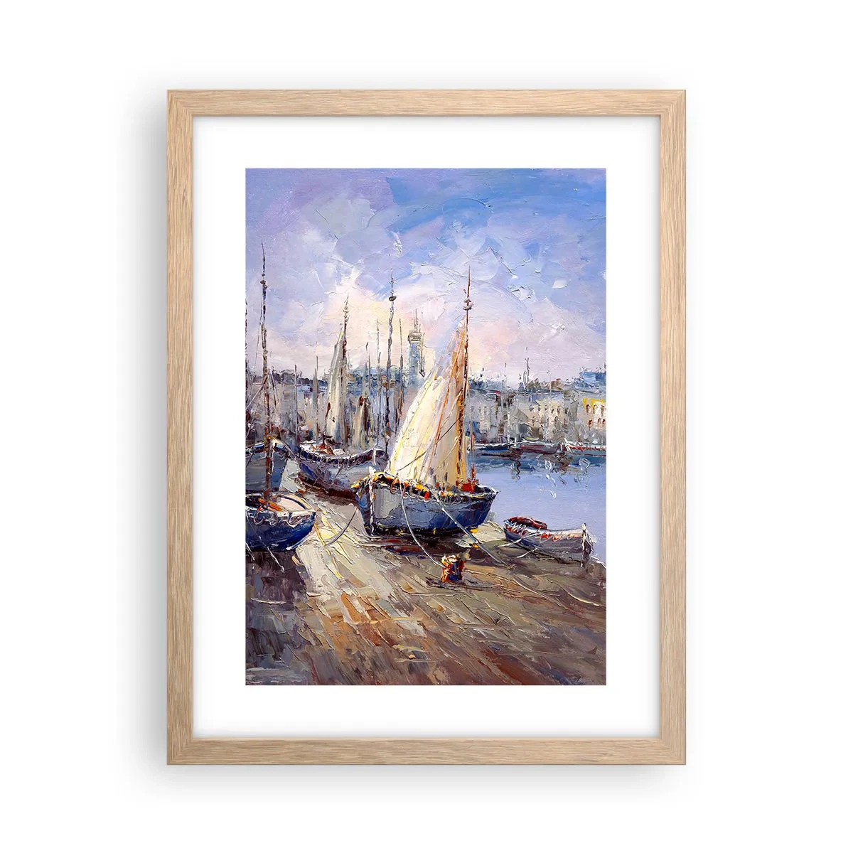 Plakát v rámu světlý dub - Město u zálivu - 30x40 cm