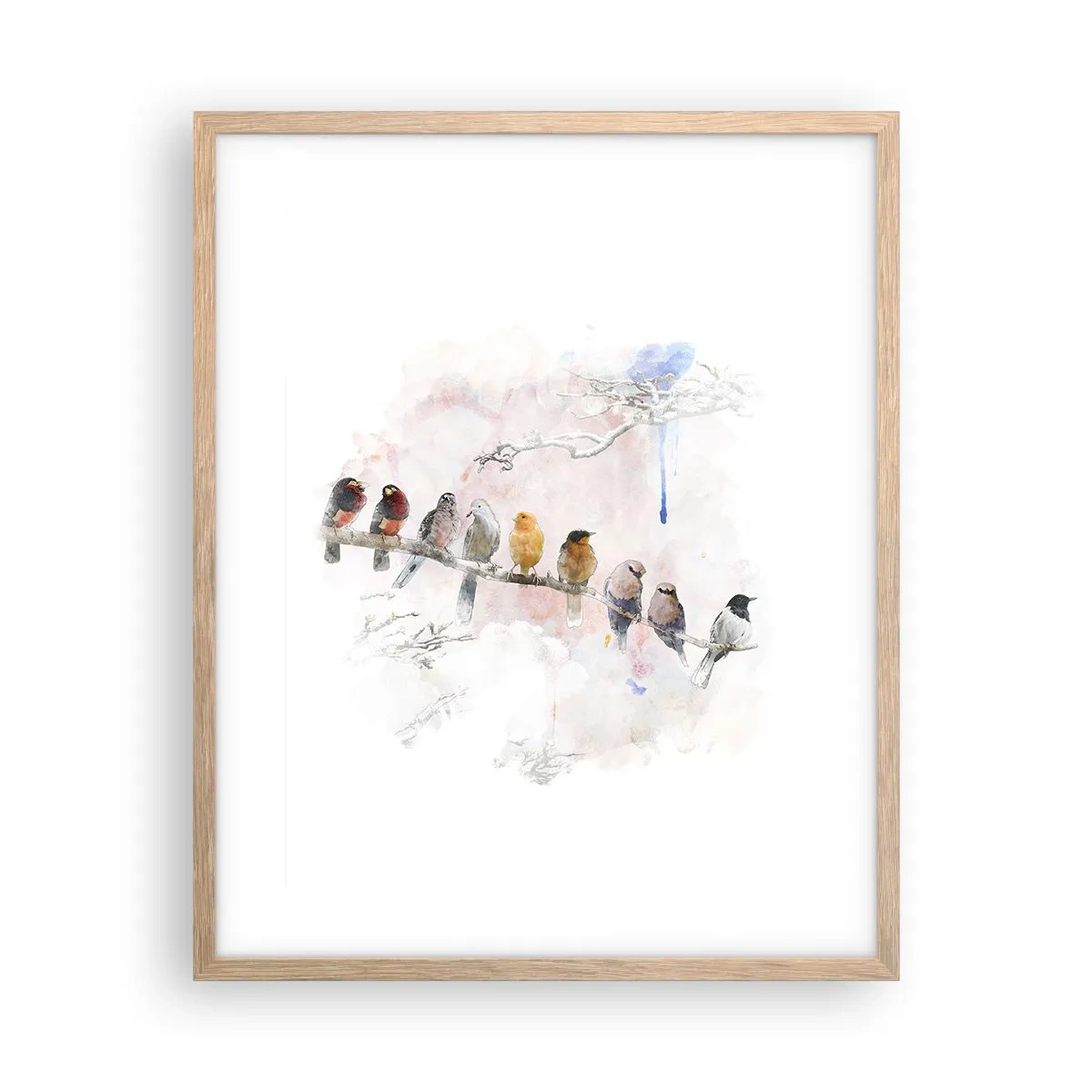 Plakát v rámu světlý dub - Okřídlené setkání - 40x50 cm