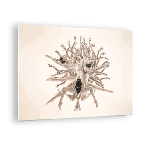 Obraz na skle - Složení tanečníků v uměleckém dynamickém aranžmá - 70x50cm - Rozkvět v tanci - Moderní nástěnná dekorace do obývacího pokoje a ložnice ARTTOR