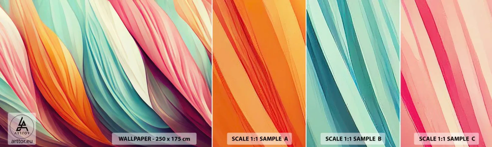 Vzor Fototapety Samolepicí Deluxe Sticker - Duhový uzel - Pastel, Čáry, Abstrakce - 100x30 cm