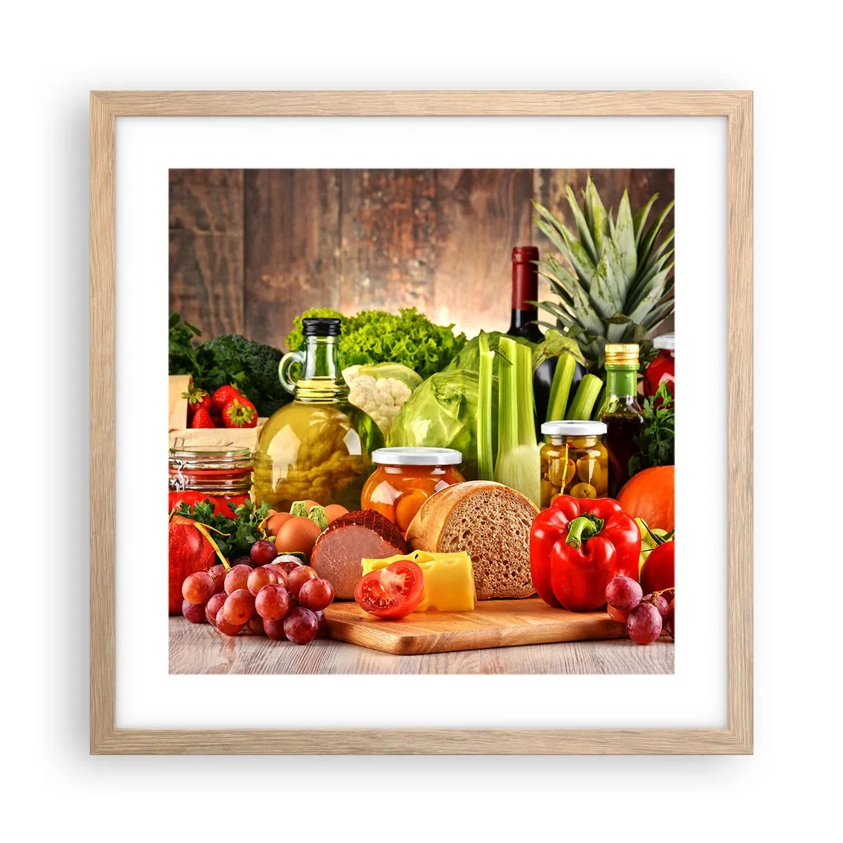 Plakát v rámu světlý dub - Uzené, pečené, marinované - 40x40 cm