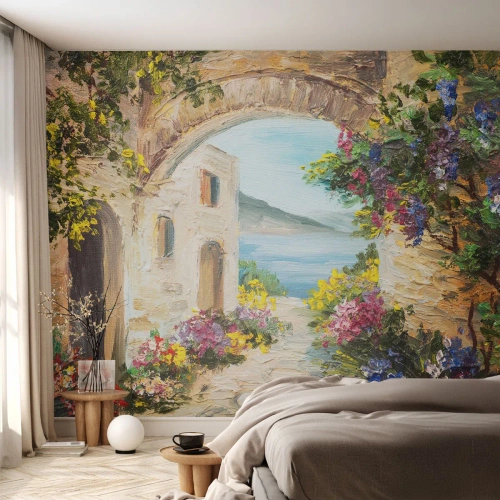 Fototapeta Premium Sand - Půvab pobřežní krajiny - Architektura, Řecko, Květiny - 350x256 cm