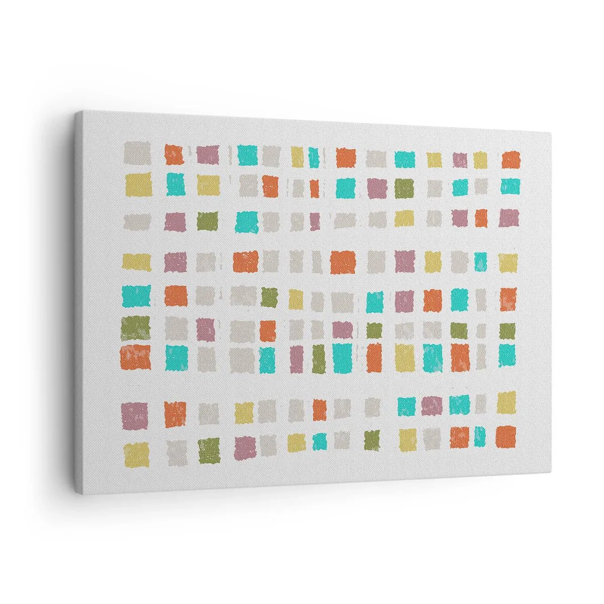 Obraz na plátně - Barevné čtverce v minimalistickém uspořádání na bílém pozadí - 70x50cm - Neznámá hra - Moderní nástěnná dekorace do obývacího pokoje a ložnice ARTTOR