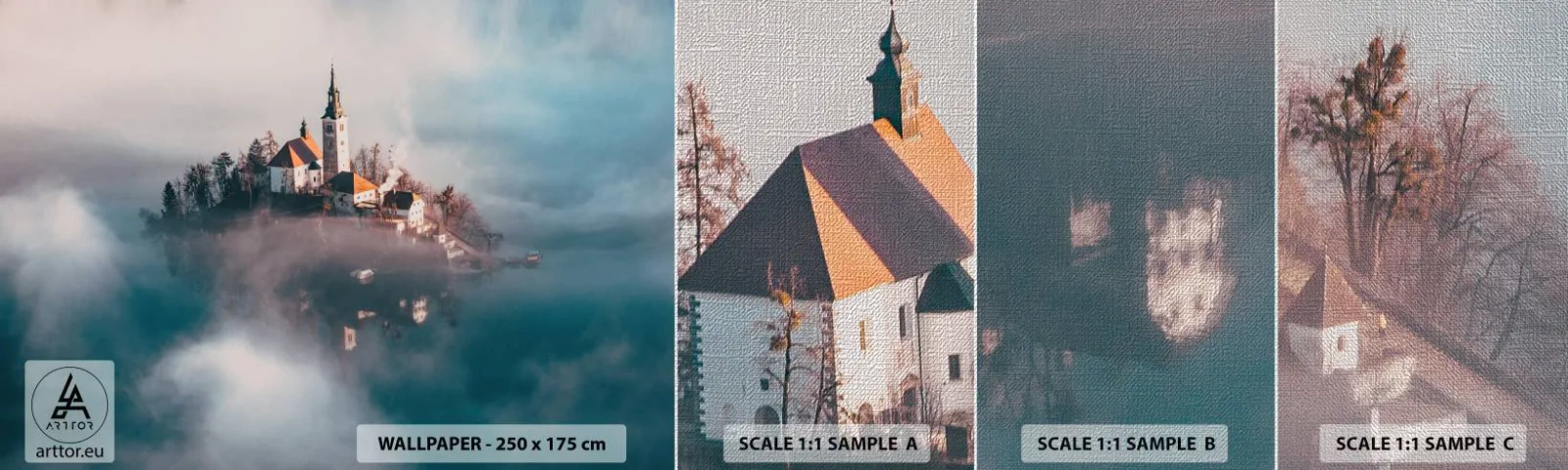 Vzor Fototapety Premium Canvas - Ostrov snů - Krajina, Architektura, Kostel - 100x30 cm