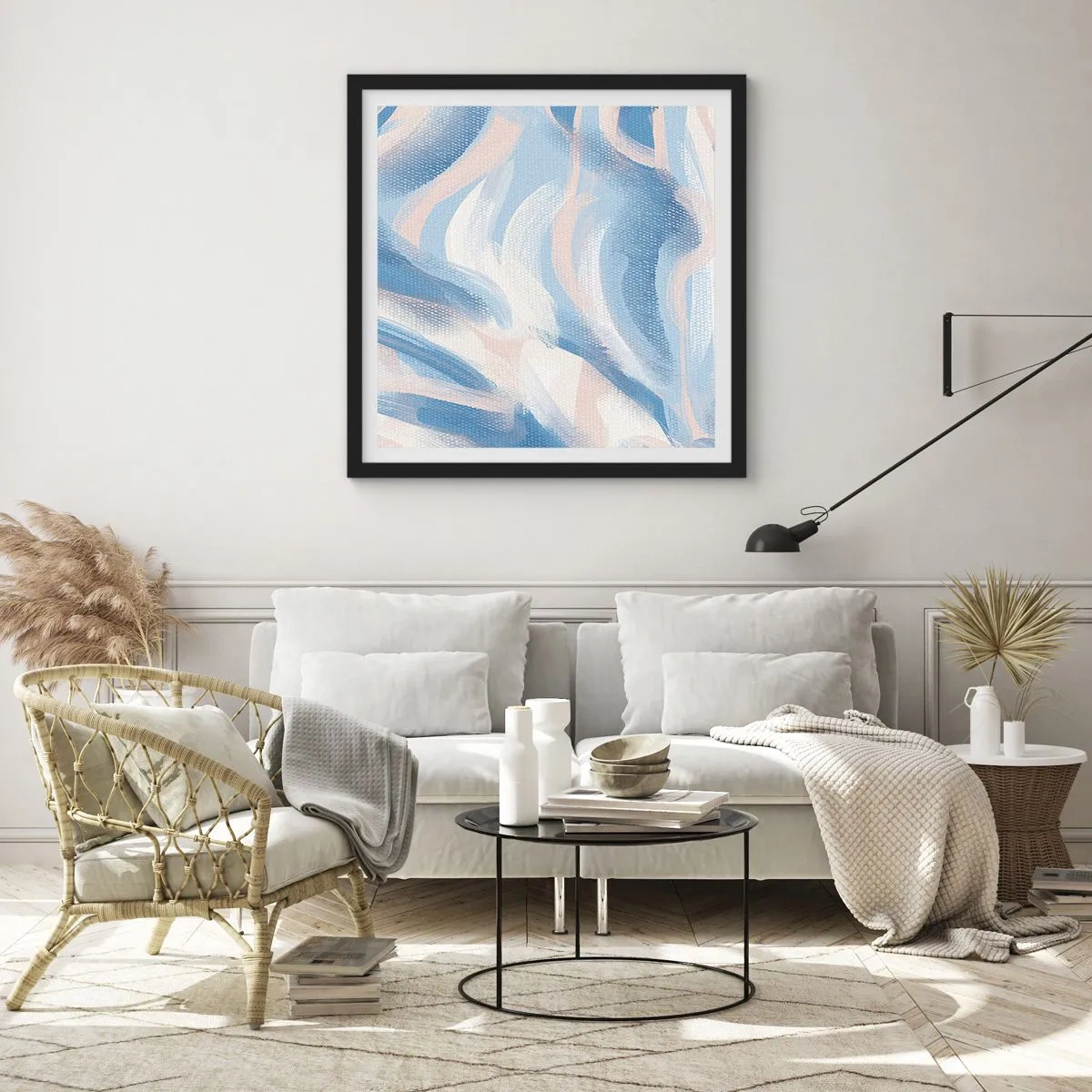 Plakát v černém rámu - Modré kolísání - 60x60 cm