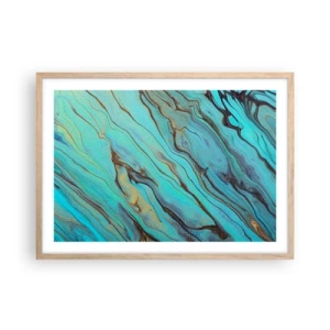 Plakát v rámu světlý dub - Tyrkysový příliv - 70x50 cm