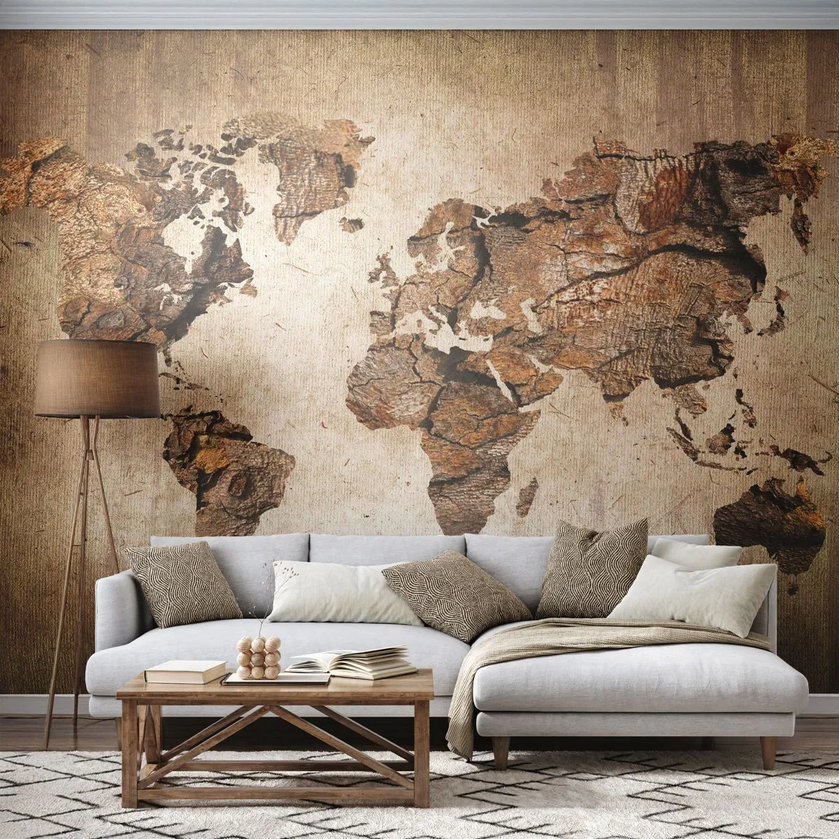 Fototapeta Samolepicí Deluxe Sticker - Objev světa - Mapa světa, Kontinenty, Cestování - 250x175 cm