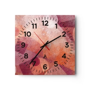 Nástěnné hodiny - Geometrické proměny v růžové - 30x30 cm